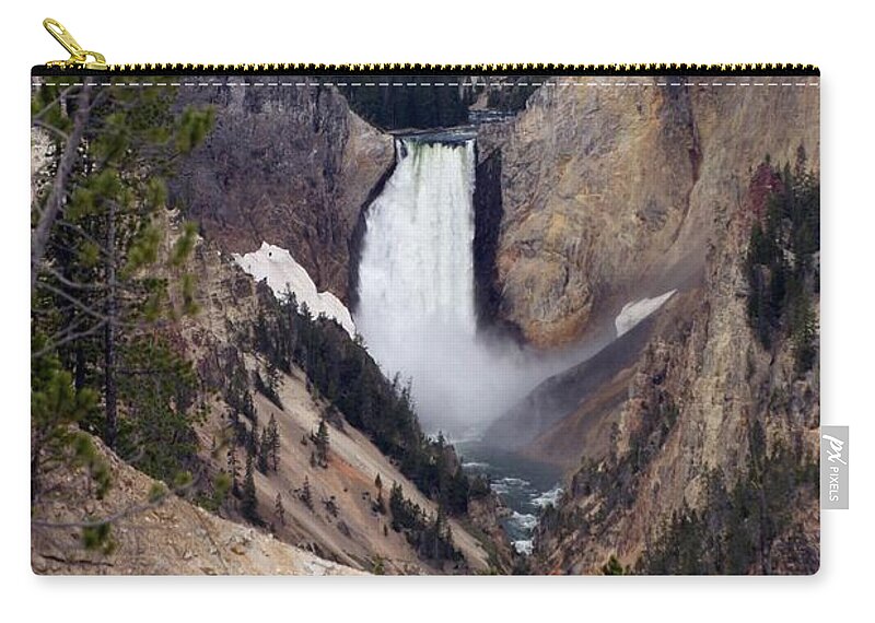 Lower Falls Zip Pouch featuring the photograph Vertical Lower Falls Of Yellowstone by Living Color Photography Lorraine Lynch