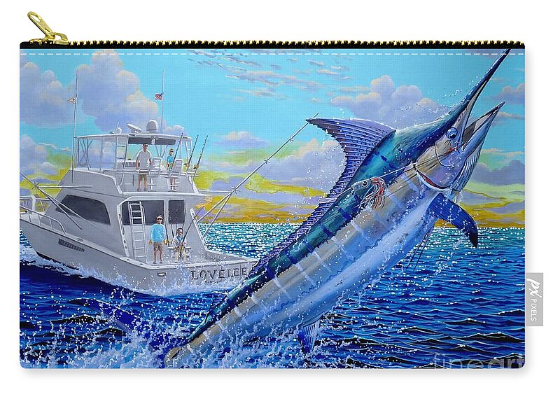 Marlin Zip Pouch featuring the painting Viking Marlin by Carey Chen
