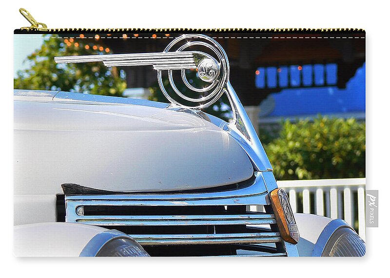 Hood Zip Pouch featuring the photograph Vintage Chrome by Pamela Patch