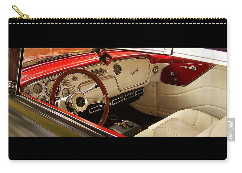 Vintage Packard Interior Zip Pouch featuring the photograph Vintage Packard Interior by Christy Leigh