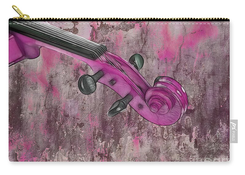 Violin Zip Pouch featuring the photograph Violinelle - Pink 03b2 by Variance Collections