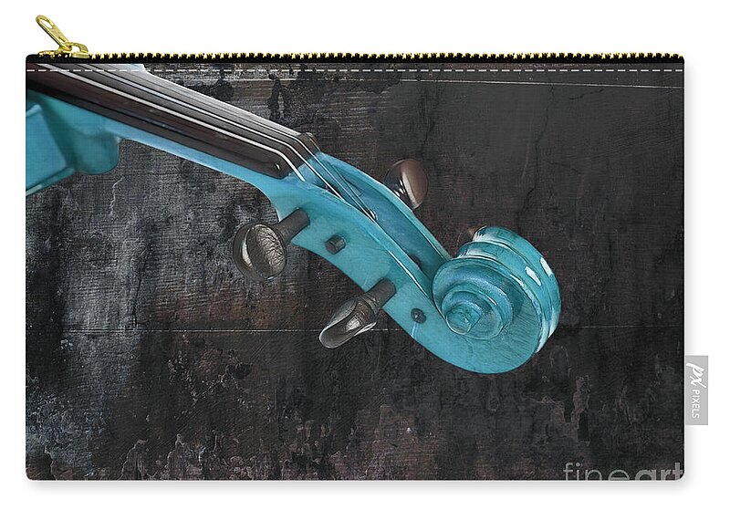 Violin Zip Pouch featuring the photograph Violinelle - Turquoise 05a2 by Variance Collections