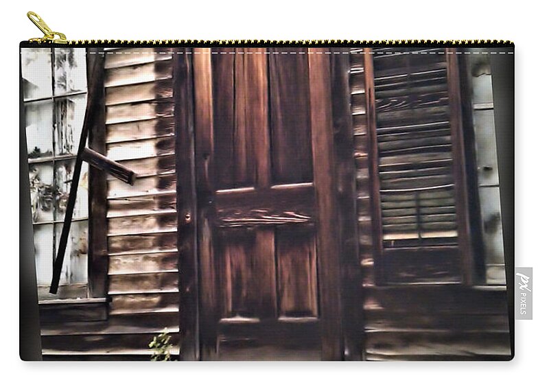 Ghost Town Zip Pouch featuring the photograph Virginia City Ghost Town Door I by Susan Kinney