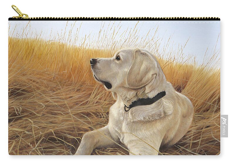 Yellow Lab Carry-all Pouch featuring the painting Waiting For The Birds by Tammy Taylor