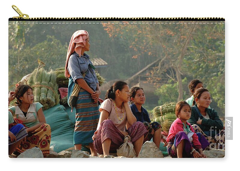 Mekong Zip Pouch featuring the photograph Waiting on the Mekong by Bob Christopher