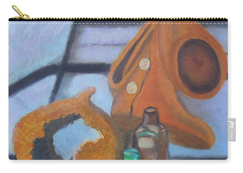 Moccasins Zip Pouch featuring the painting Walk Softly by Margaret Harmon
