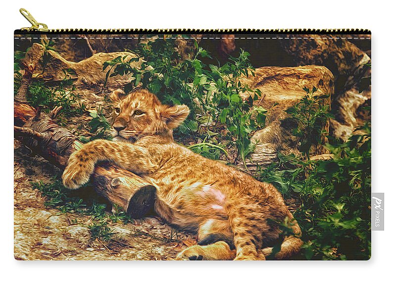 Zoo Zip Pouch featuring the photograph Warm Kitty Soft Kitty by Bill and Linda Tiepelman