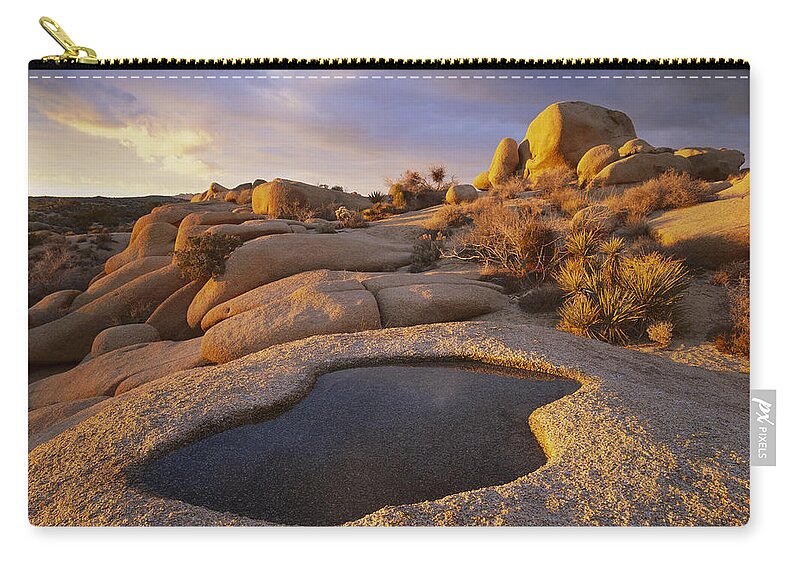 00174112 Zip Pouch featuring the photograph Water That Has Collected In Boulder by Tim Fitzharris