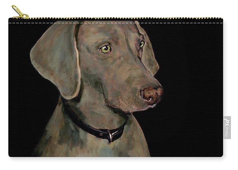 Weim Zip Pouch featuring the painting Weimaraner by Dale Moses