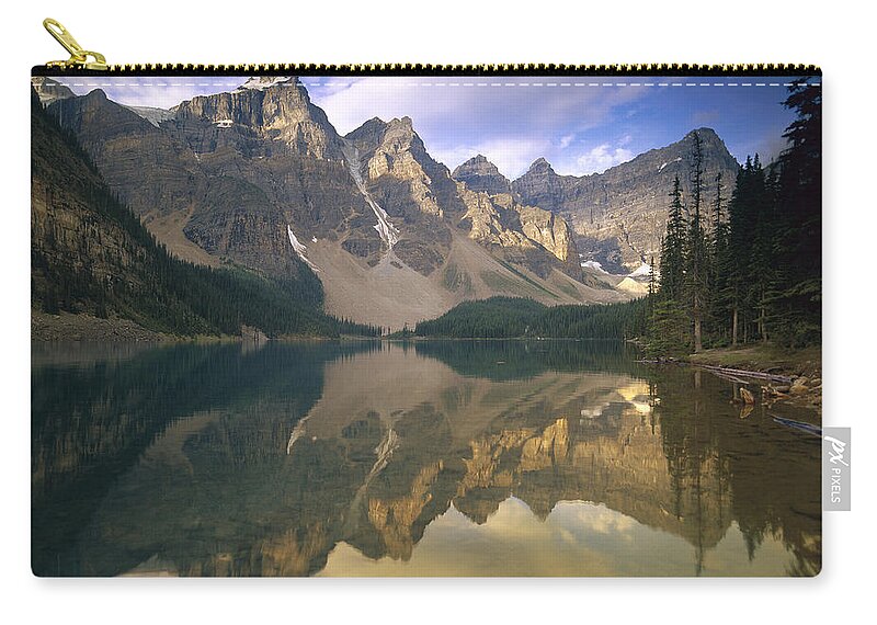 00173546 Zip Pouch featuring the photograph Wenkchemna Peaks And Moraine Lake Banff by Tim Fitzharris