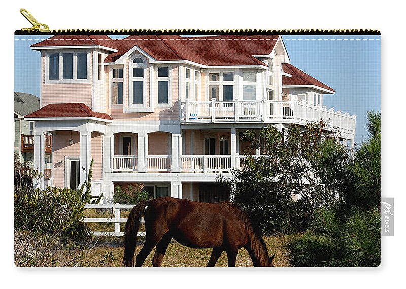 Wild Spanish Mustang Zip Pouch featuring the photograph What a view to wake up too by Kim Galluzzo