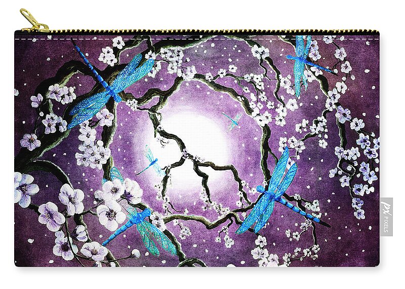 Dragonflies Zip Pouch featuring the digital art Whisper of Peace by Laura Iverson