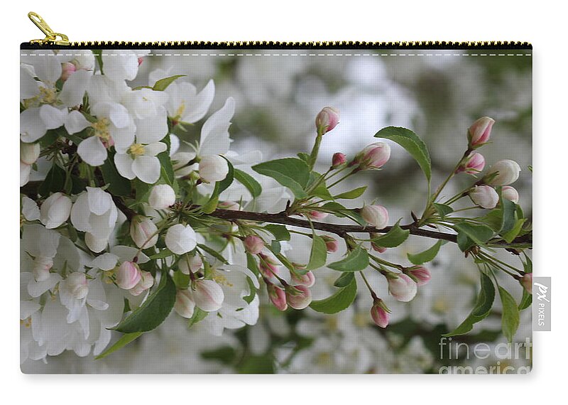 Landscape Zip Pouch featuring the photograph White and Pink Blooms 3 by Donna L Munro