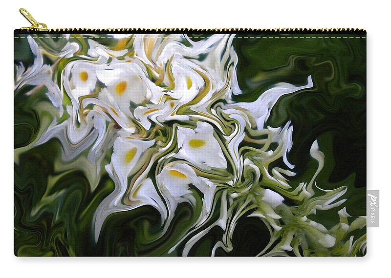 Abstract Zip Pouch featuring the painting White Flowers 2 by Renate Wesley