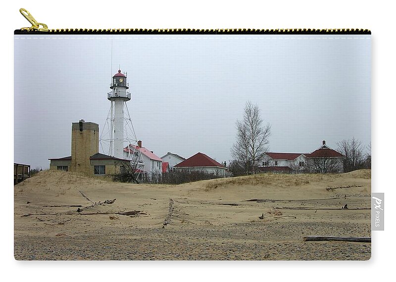 Whitefish Point Light Station Zip Pouch featuring the photograph Whitefish Point Light Station by Keith Stokes
