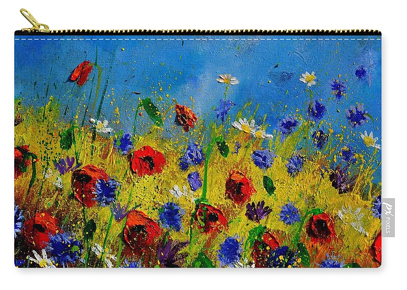 Poppies Zip Pouch featuring the painting Wild Flowers 119010 by Pol Ledent