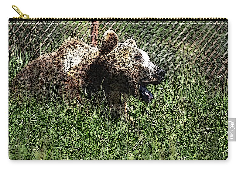 Wild Life Safari Zip Pouch featuring the digital art Wild Life Safari Bear by Teri Schuster