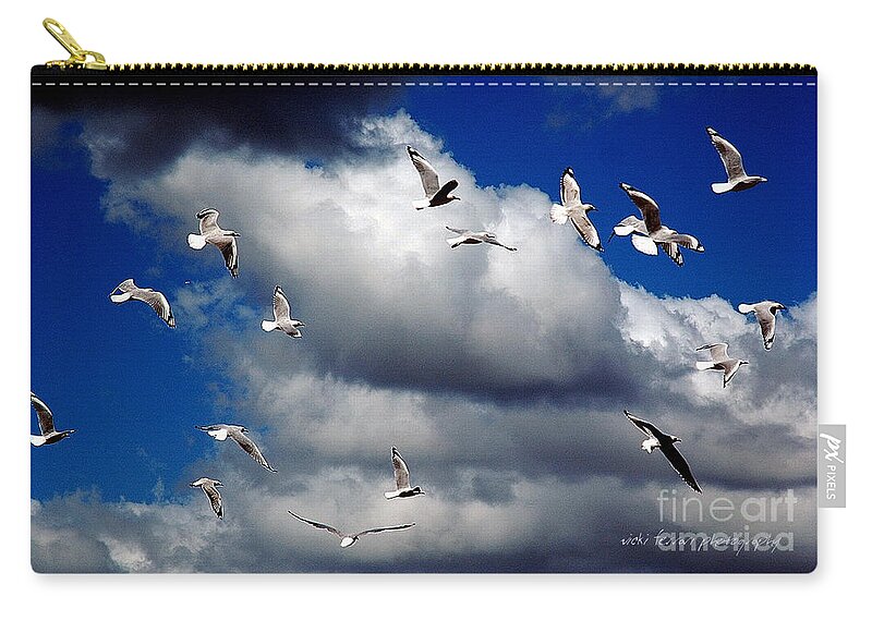 Vickiferrari Zip Pouch featuring the photograph Wind Sailing Seagulls by Vicki Ferrari