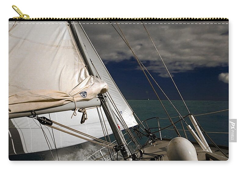 Sailboat Heeling Zip Pouch featuring the photograph Windy Day by Sally Weigand