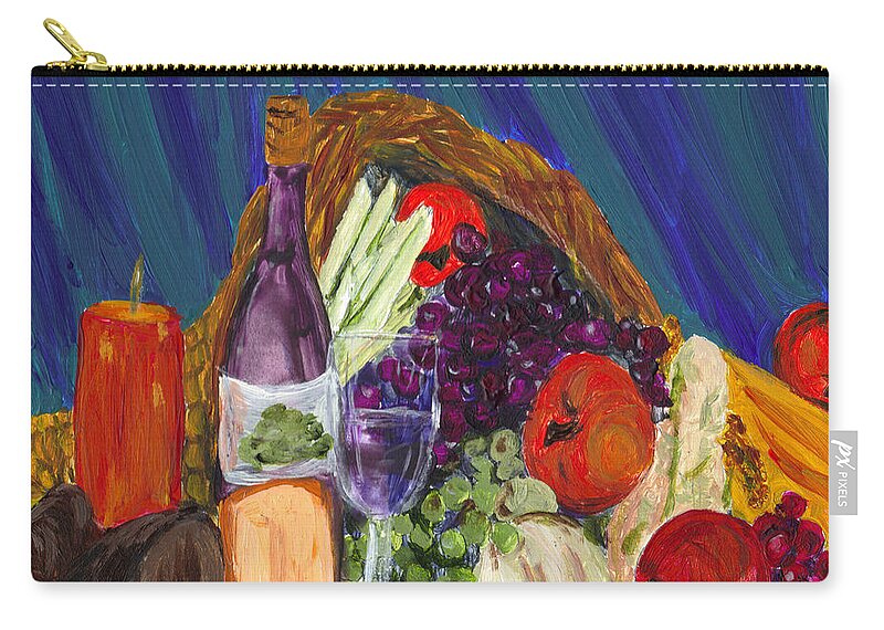 #still Life Prints Zip Pouch featuring the painting Wine Cornucopia by Gail Daley