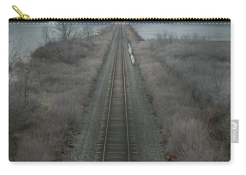 Railroad Zip Pouch featuring the photograph Winter Tracks by Neal Eslinger