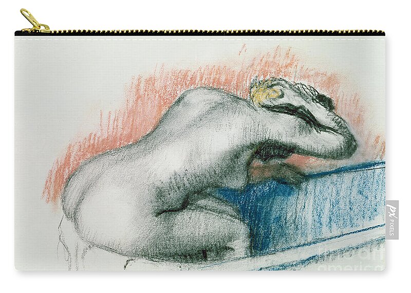 Bathing Zip Pouch featuring the pastel Woman Washing in the Bath by Edgar Degas