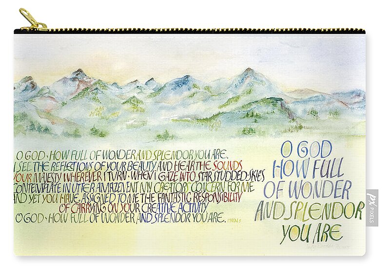 Christian Zip Pouch featuring the painting Wonder Splendor II by Judy Dodds