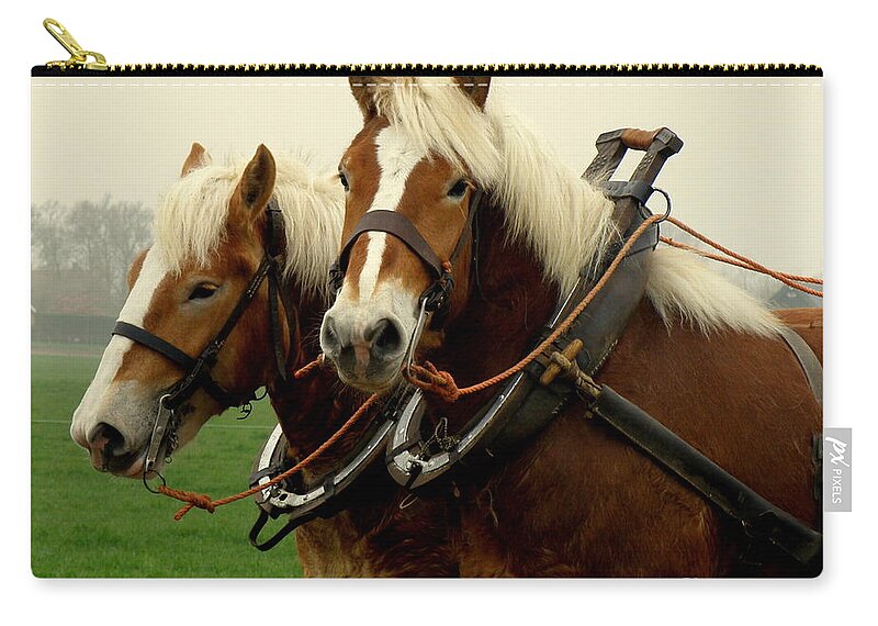 Horses Zip Pouch featuring the photograph Work Horses by Lainie Wrightson