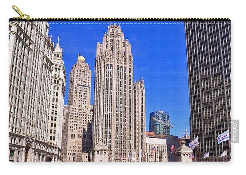 Wrigley Tower Chicago Zip Pouch featuring the photograph Wrigley Tower by Dejan Jovanovic