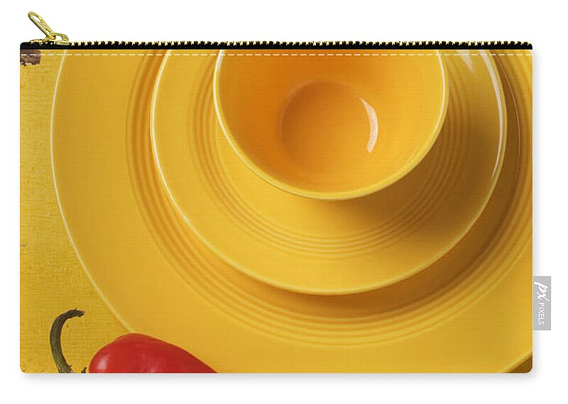 Yellow Zip Pouch featuring the photograph Yellow Cup And Plate by Garry Gay