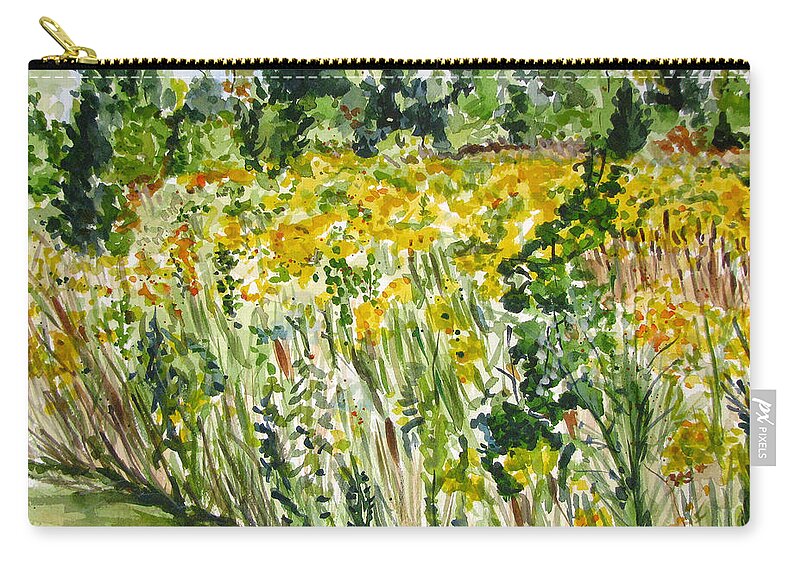 Yellow Zip Pouch featuring the painting Yellow Field by Clara Sue Beym