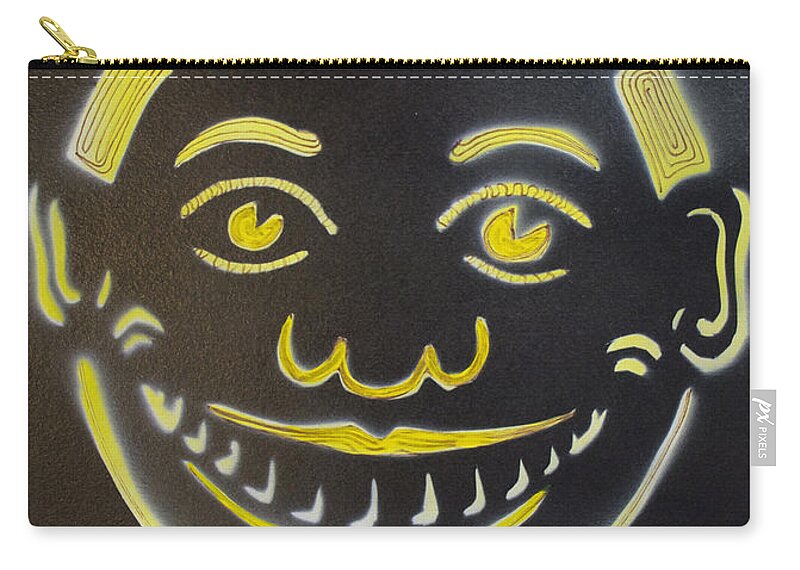 Tillie Of Asbury Park Zip Pouch featuring the painting Yellow on Black Tillie by Patricia Arroyo
