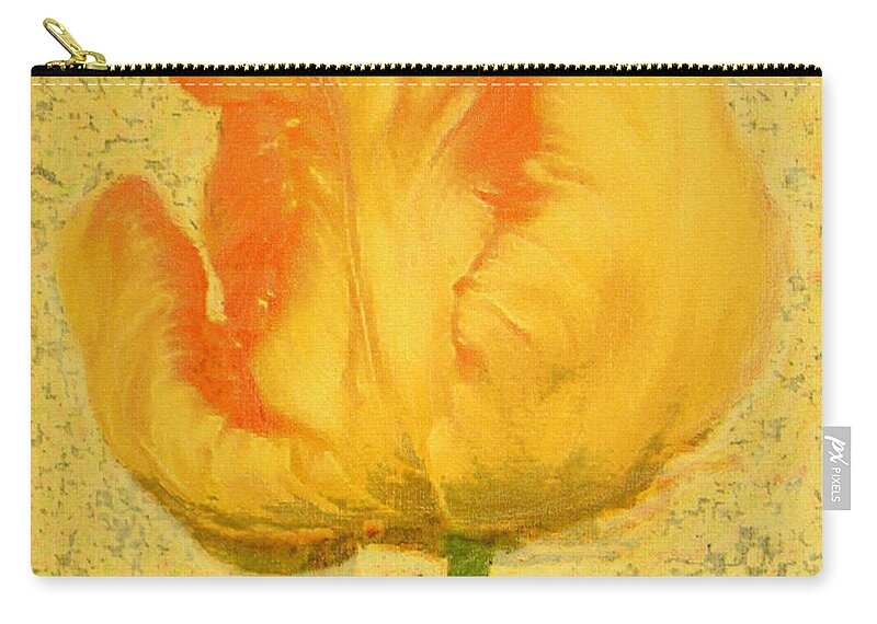 Tulip Zip Pouch featuring the painting Yellow Parrot tulip by Richard James Digance