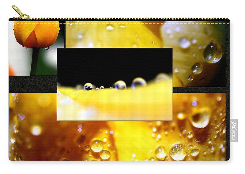 Yellow Zip Pouch featuring the photograph Yellow Tulips And Rain by Marie Jamieson