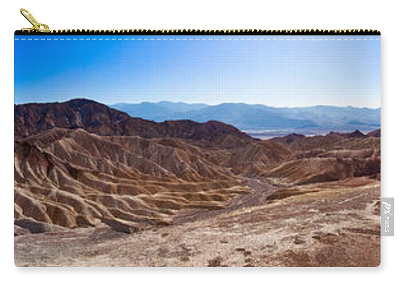 Death Zip Pouch featuring the photograph Zabriskie Point Panorama by Niels Nielsen