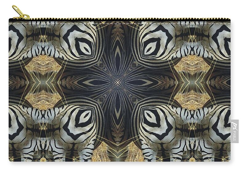 Magissimo Zip Pouch featuring the digital art Zebra Cross II by Maria Watt