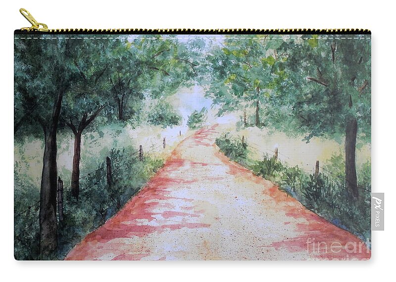Country Road Zip Pouch featuring the painting A Country Road by Vicki Housel