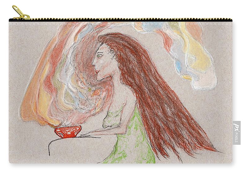 Jim Taylor Zip Pouch featuring the drawing Aroma Therapy by Jim Taylor