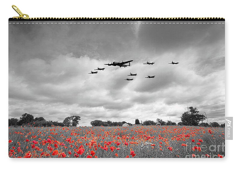 Avro Zip Pouch featuring the digital art Battle Of Britain Anniversary - Selective by Airpower Art