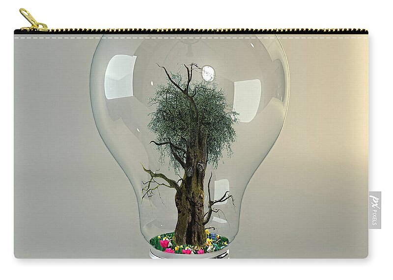 Lightbulb Zip Pouch featuring the mixed media Beauty Within Life Bulb Collection by Marvin Blaine