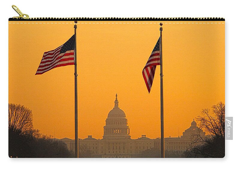 United States Capitol Zip Pouch featuring the photograph Capitol Morning by Mitch Cat