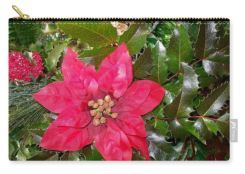 Oregon Zip Pouch featuring the photograph Christmas Poinsettia by Sharon Duguay