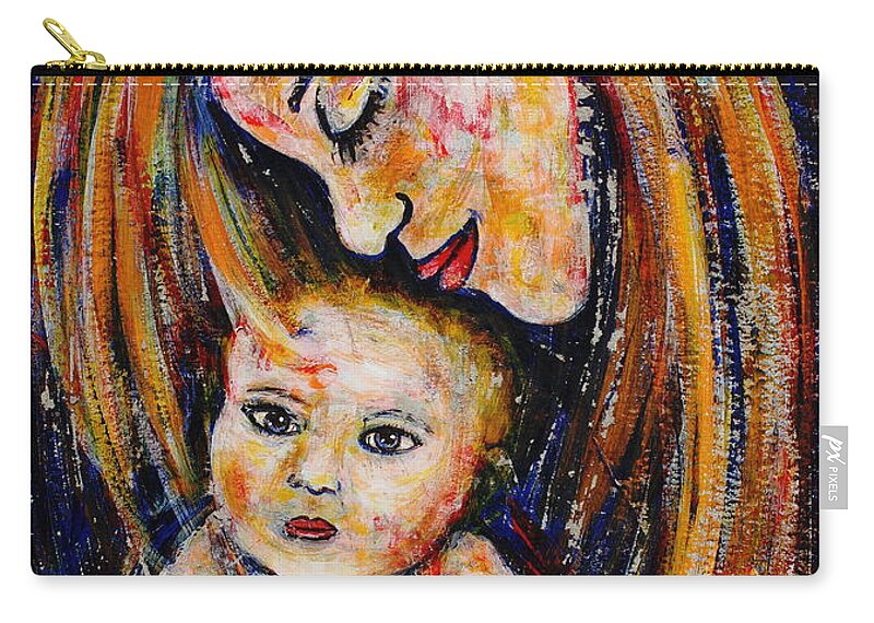 Expressionism Zip Pouch featuring the painting Mother's Love by Natalie Holland