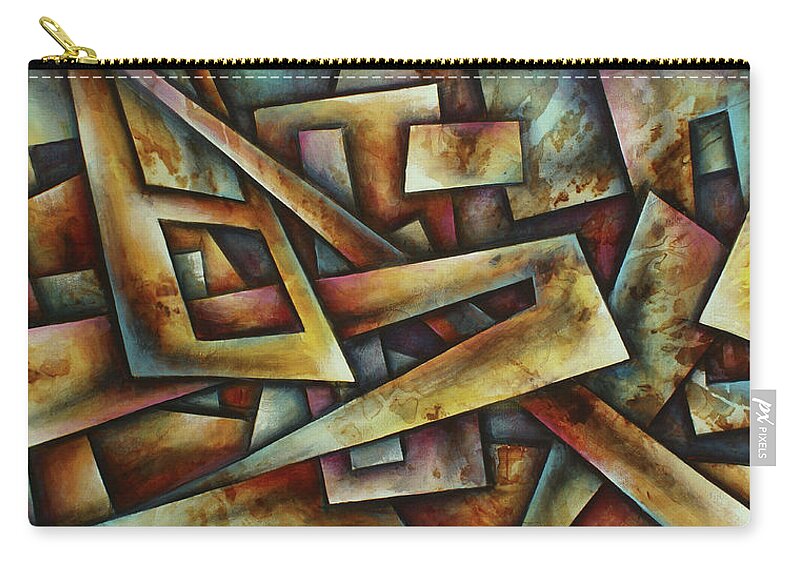 Geometric Zip Pouch featuring the painting ' Puzzled ' by Michael Lang