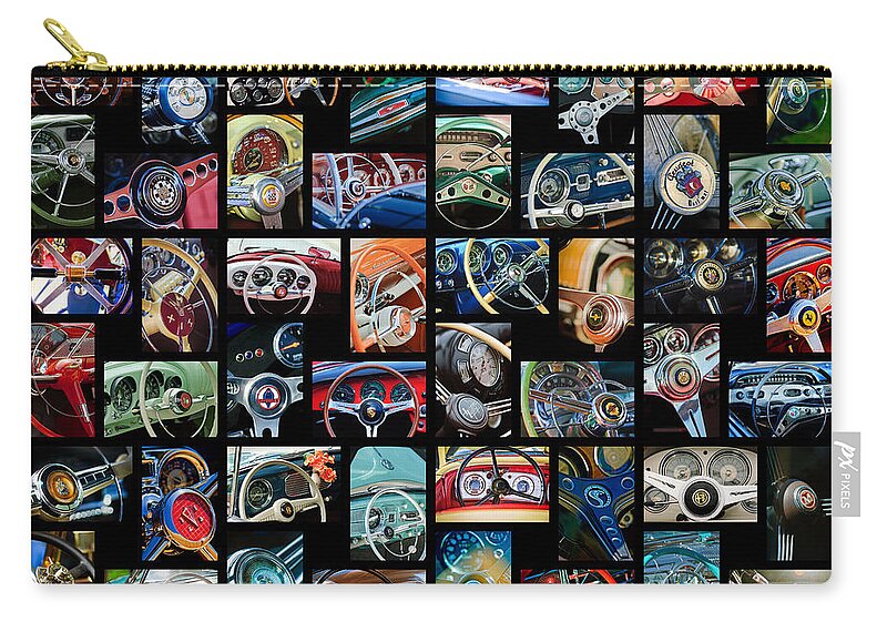  Steering Wheel Art Zip Pouch featuring the photograph Steering Wheel Art -01 by Jill Reger