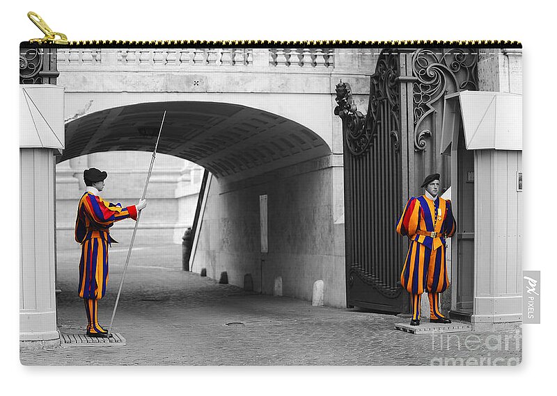 Swiss Guard Zip Pouch featuring the photograph Vatican Swiss Guard by Stefano Senise