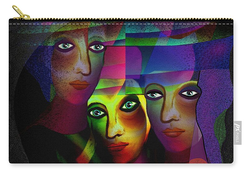 008  Sisters In Pride A Zip Pouch featuring the painting 008  Sisters in Pride A #008 by Irmgard Schoendorf Welch