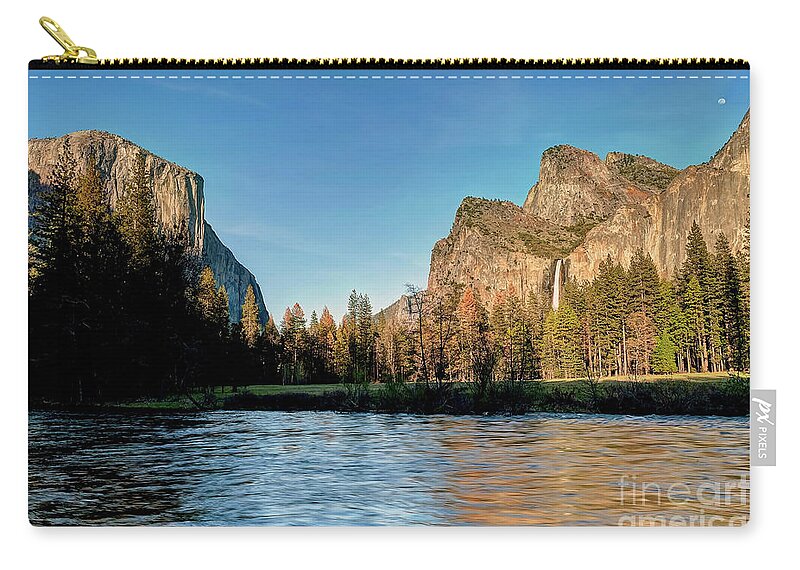 Moon Zip Pouch featuring the photograph 1253 Moon Over Yosemite Valley by Steve Sturgill