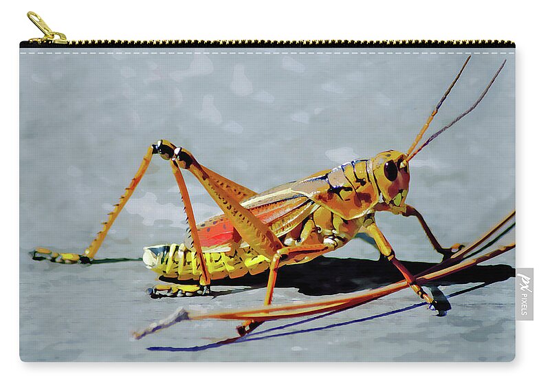 Lubber Grasshopper Zip Pouch featuring the digital art 15- Lubber Grasshopper by Joseph Keane
