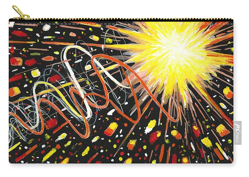 #holidays #independenceday #4thofjuly #sparklers #fireworks #abstract #entrance #courtyard #contemporary #explosion #fluidabstracts Zip Pouch featuring the painting 4th of July by Allison Constantino